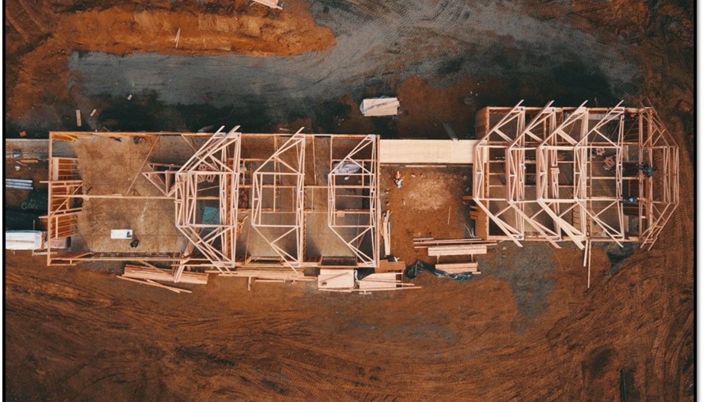 arial view of residential trusses